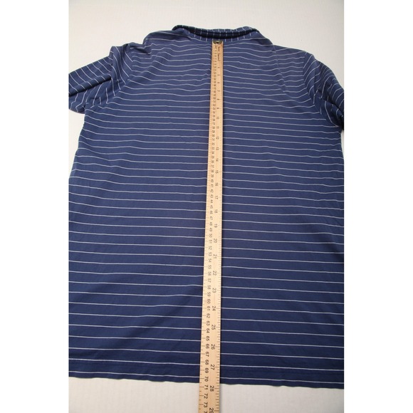 Peter Millar Polo Shirt Mens Medium Blue White Stripe Seaside Midland Hills CC - Picture 10 of 12